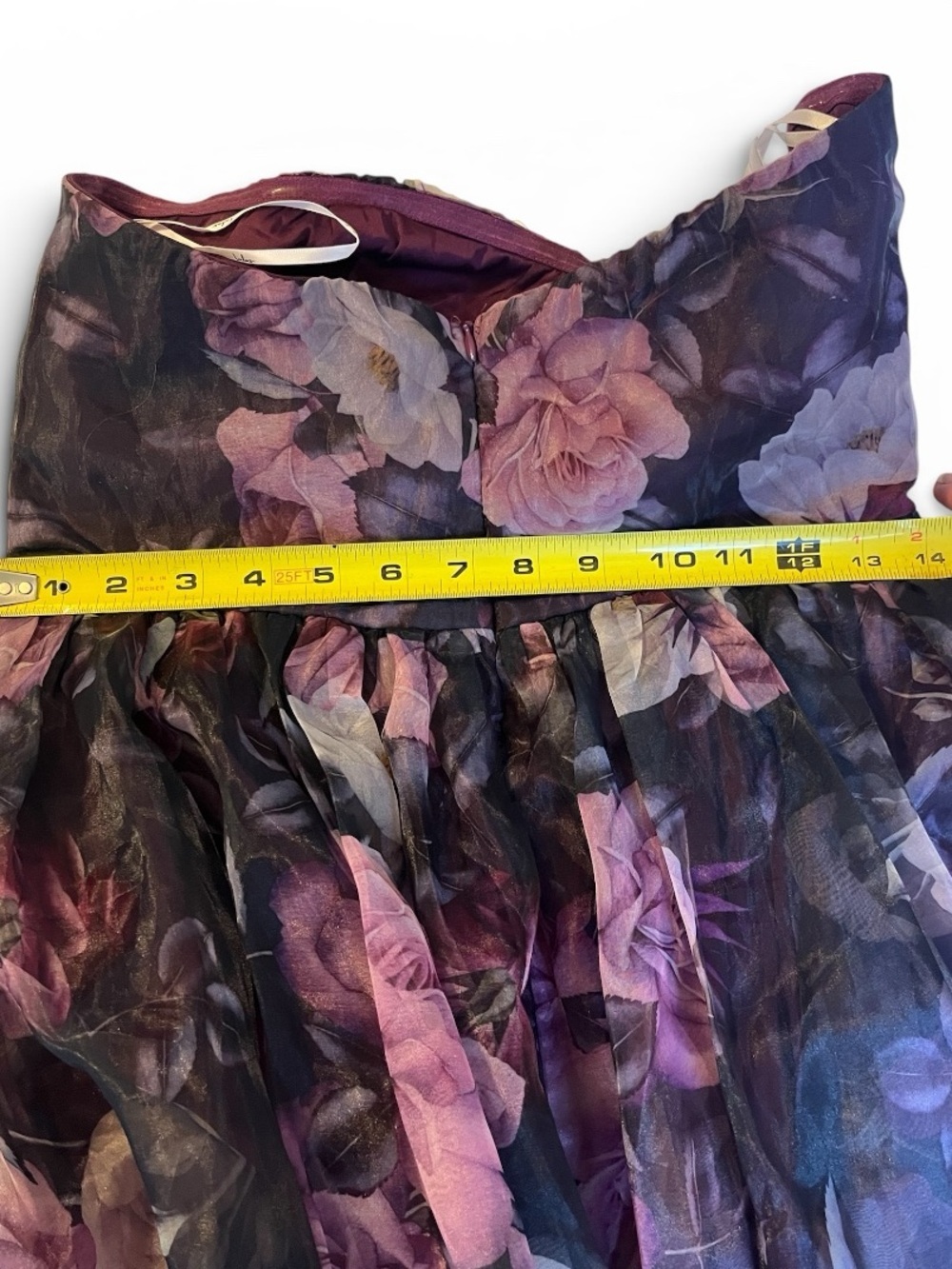 Purple Floral Strapless Maxi Dress Whimsigoth Medium Coquette Party Prom - Picture 10 of 10